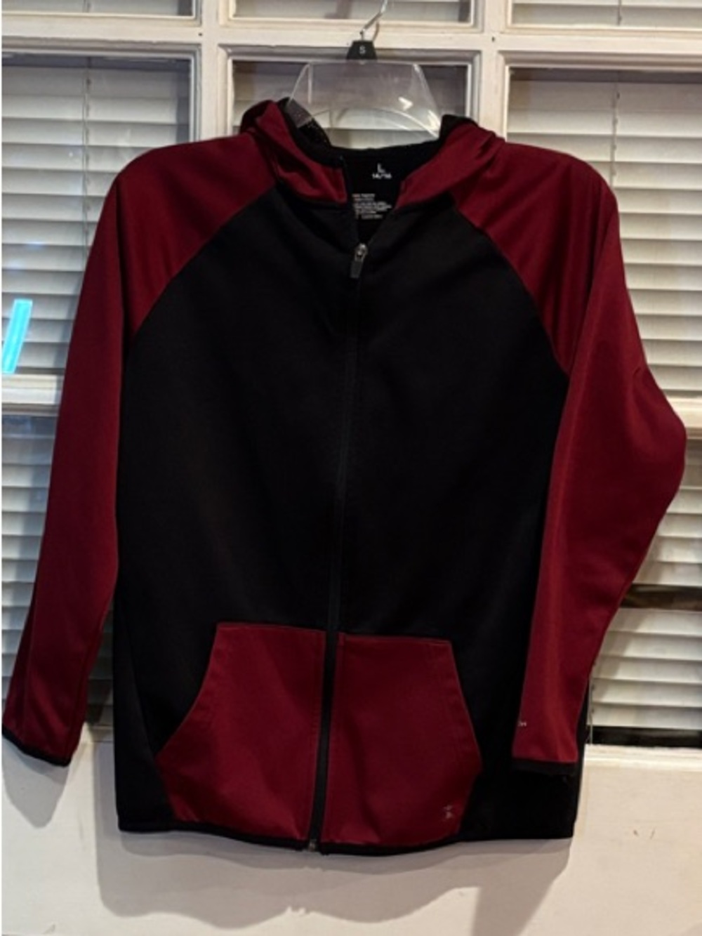 Xersion Black and Burgundy Athletic Zip Hoodie